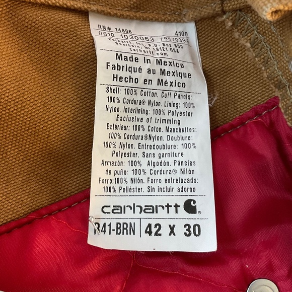 CARHARTT MENS QUILT LINED ZIP LEG 100% COTTON HEAVY DUCK OVERALLS SIZE 42x30 EUC - Picture 7 of 13